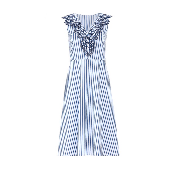 Draper James Dresses & Skirts - Draper James Stripe Ruffle Eyelet Dress EUC